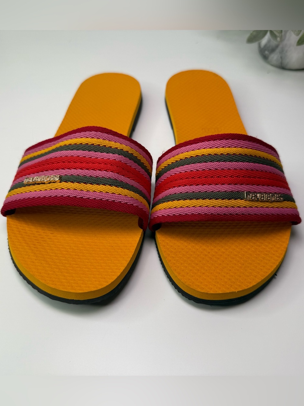 Havaianas You Malta Mix Flip Flop Sandal Slides Orange Citrus Women’s Size 9/10 - Picture 4 of 16